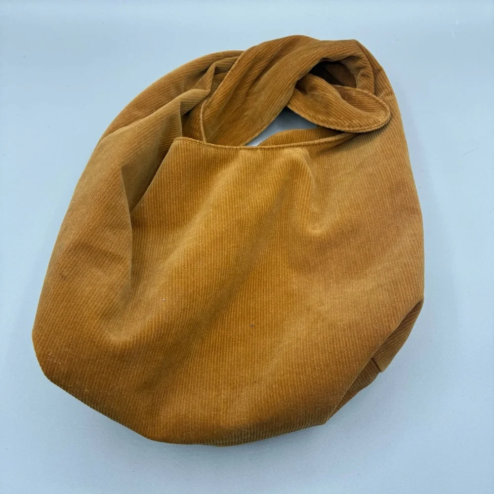 Merit Beauty The Signature Cosmetic Makeup Bag Corduroy Tie Top Pouch Brown - Picture 3 of 7